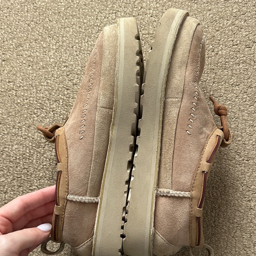 UGG Beige Suede Slip-On Shoes with Faux Fur - Picture 4 of 4
